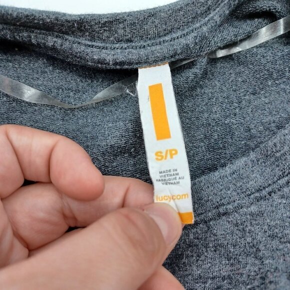 Lucy Dark Gray Crewneck Sweatshirt Heathered Relaxed Fit Boxy Athleisure S - Picture 4 of 8